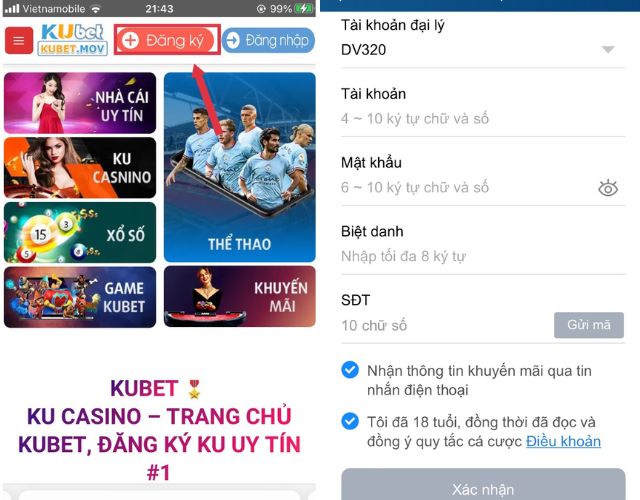 Đăng ký KUBET trên thiết bị di động